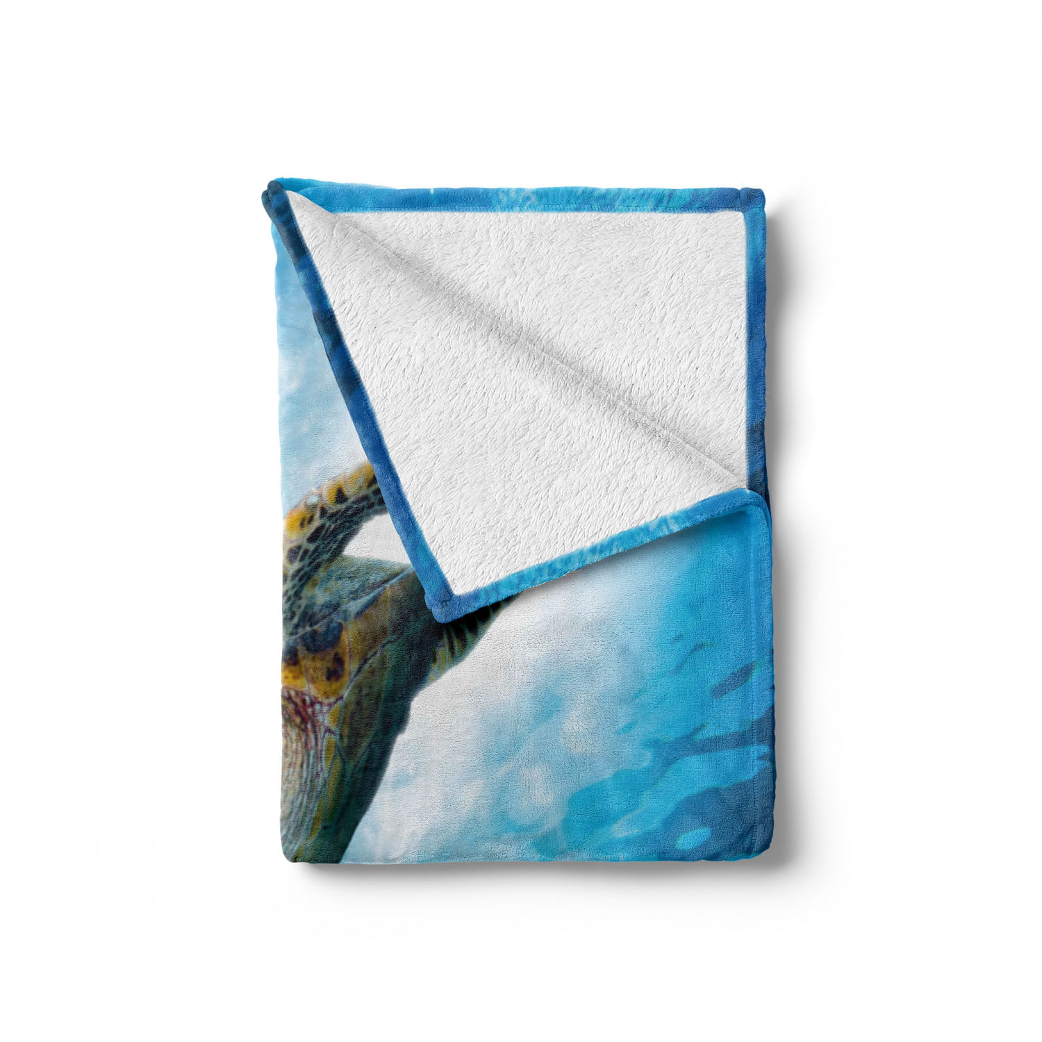 70 x 90 Ambesonne Turtle Soft Flannel Fleece Throw Blanket Hawksbill Sea Turtle Dive Deep into The Blue Ocean Against Sun Rays Cozy Plush for Indoor and Outdoor Use Yellow Brown Blue 