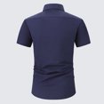 thumbnail image 4 of YLSDY Men's Business Dress Tees Drop Shoulder Short Sleeve Blouses Lapel Collar Button Down Tops Big & Tall Slim Fit Breathable Lounge T-Shirts Classic Solid Color Tees Navy S, 4 of 4