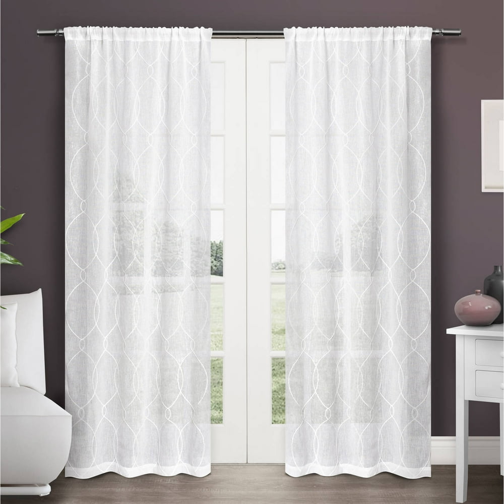 Exclusive Home Zurich Embroidered SemiSheer Rod Pocket Window Curtain