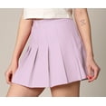 thumbnail image 2 of Made by Johnny Women's Plaid High Waist School Uniform Pleated Skater Tennis Skirt M LAVENDER, 2 of 5
