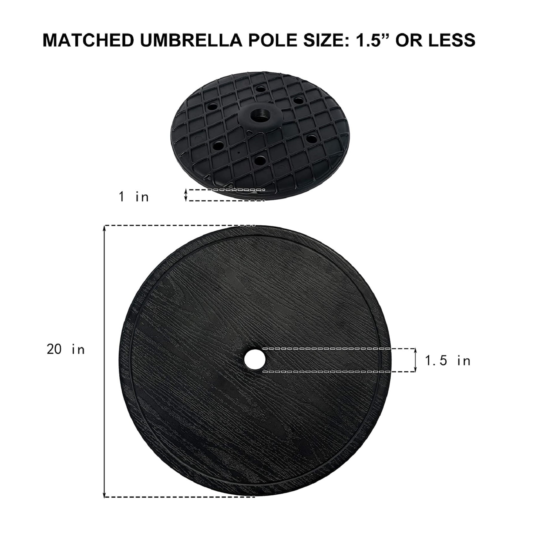Prime Garden Adjustable Round Umbrella Table with umbrella Hole for Patio Outdoor, Black