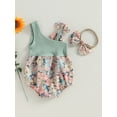 thumbnail image 4 of LMLYSoH Baby Girl Two Piece Outfits Summer Floral One Shoulder Romper and Stretch Headband Cute Clothes, 4 of 8