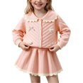 thumbnail image 3 of Kezqiaxn Travel Sets for Girls Fall Outfits Collared Knit Top and Skirt 2 Piece Matching Set Trendy Clothes Size 1-8, 3 of 6