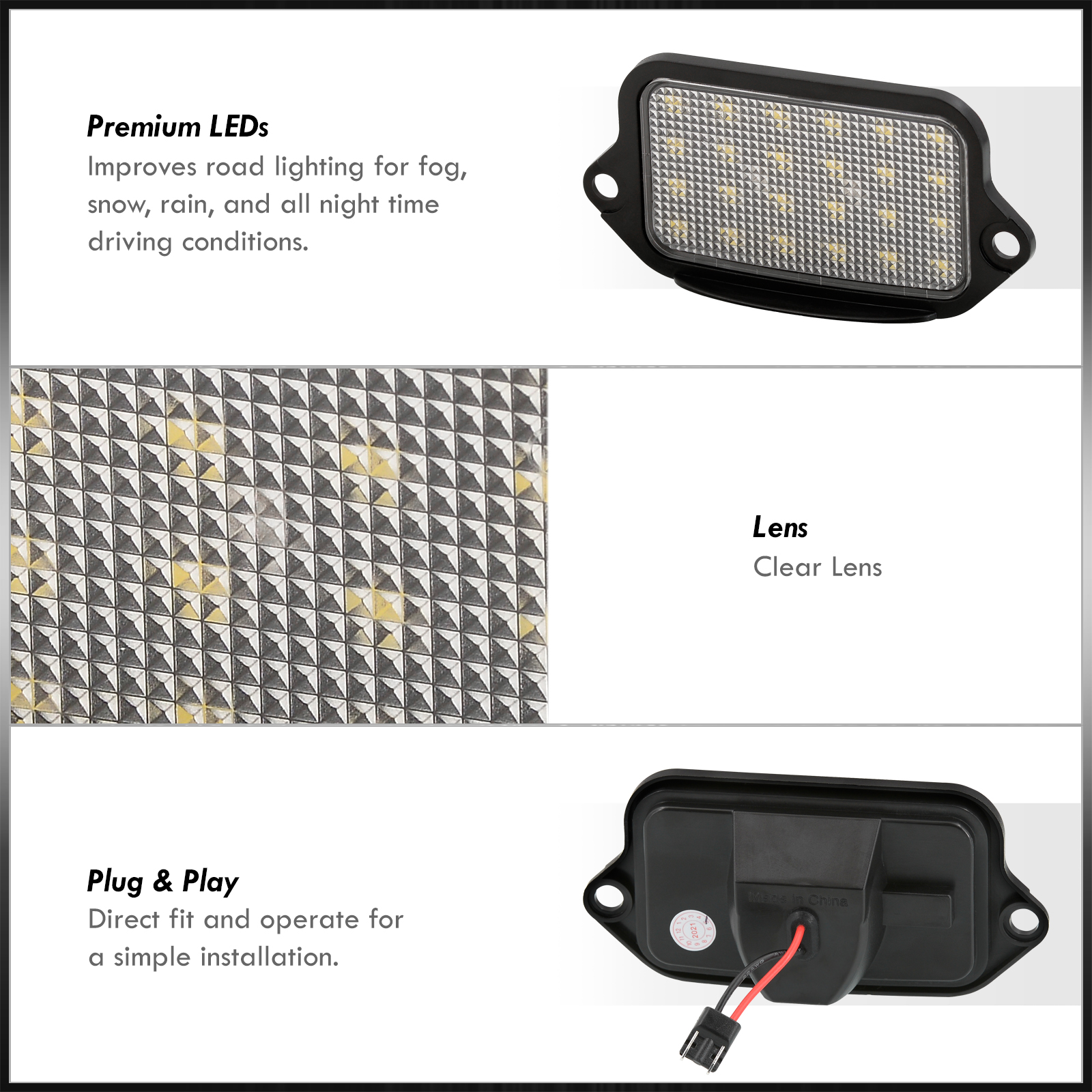 AJP Distributors Clear Lens Bright White SMD LED Rear Bumper License Plate Light Tag Lamp Bulb Assembly Upgrade Compatible/Replacement For Ford Mustang S197 GT 2005 2006 2007 2008 2009 05 06 07 08 09