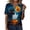 Blue, variant on Womens Halloween Printed T-Shirts Short Sleeve Henly Gothic Elements Graphic T Shirts Fashion Fantasy Dark Notch V Neck Tee Blue L