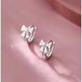 thumbnail image 4 of Solid 925 Sterling Silver CZ Bow Hoop Earrings Ribbon for Women Teens Small Bowknot Hoop Earrings Cartilage, 4 of 13