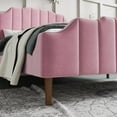 thumbnail image 6 of SHA CERLIN Pink Queen Size Platform Bed Frame with Velvet Upholstered Wingback Headboard, Adults, 6 of 6