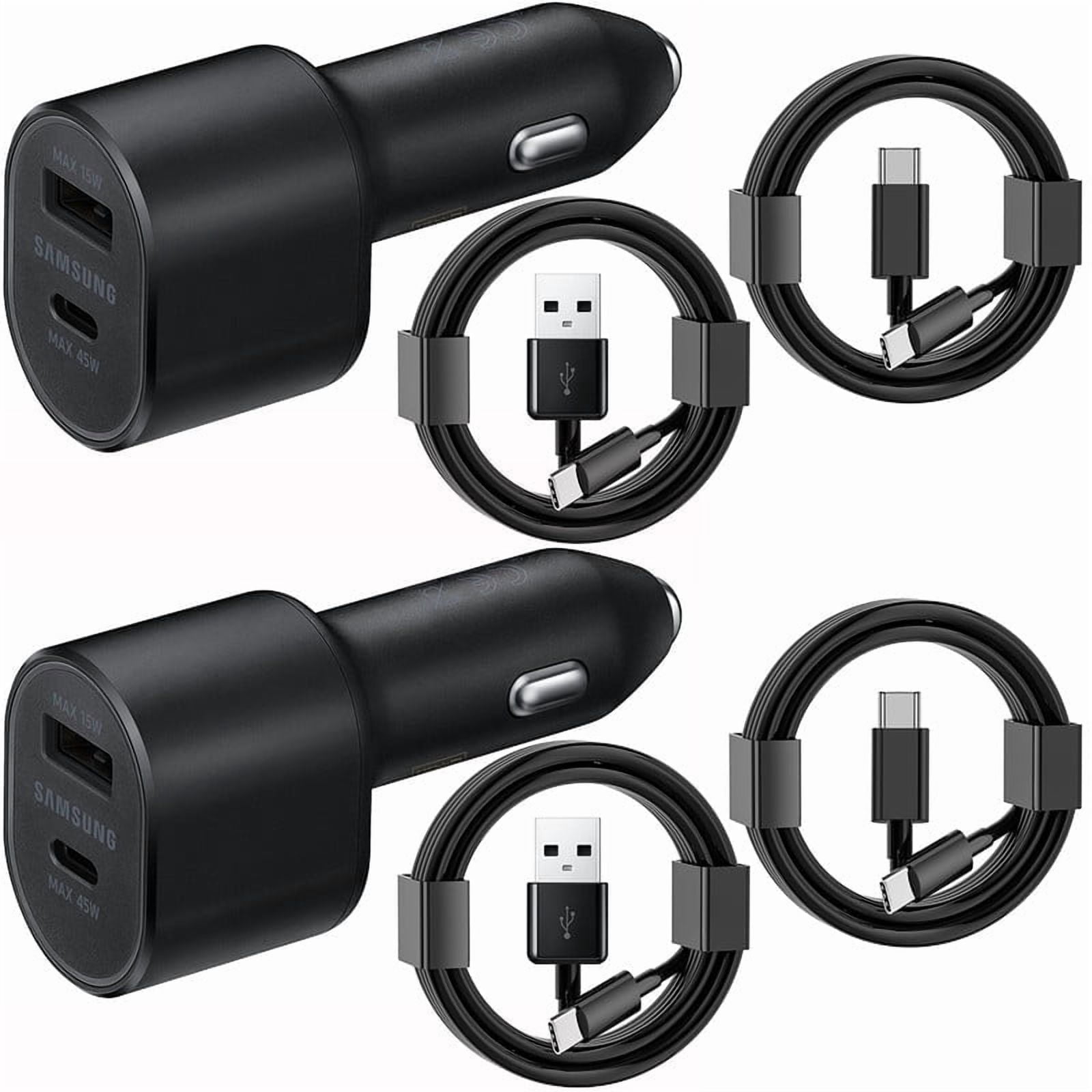 TRM TECH Super Fast Dual 2x Car Charger (45W+15W) with Super Fast Charging 2x( USB-A to USB-C) +2x( USB-C to USB-C) Compatible with Samsung Galaxy S25 S24 S22 S21 S20 Ultra Plus Note 10+,Pixel,Note20