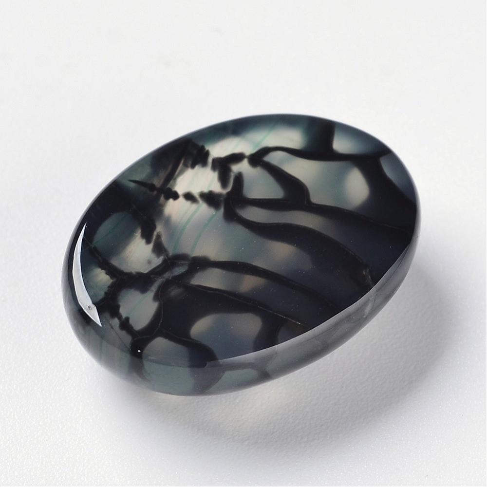 10pcs Dragon Veins Cabochons Flat Back Oval Dyed Dark Cyan 40x30x7mm