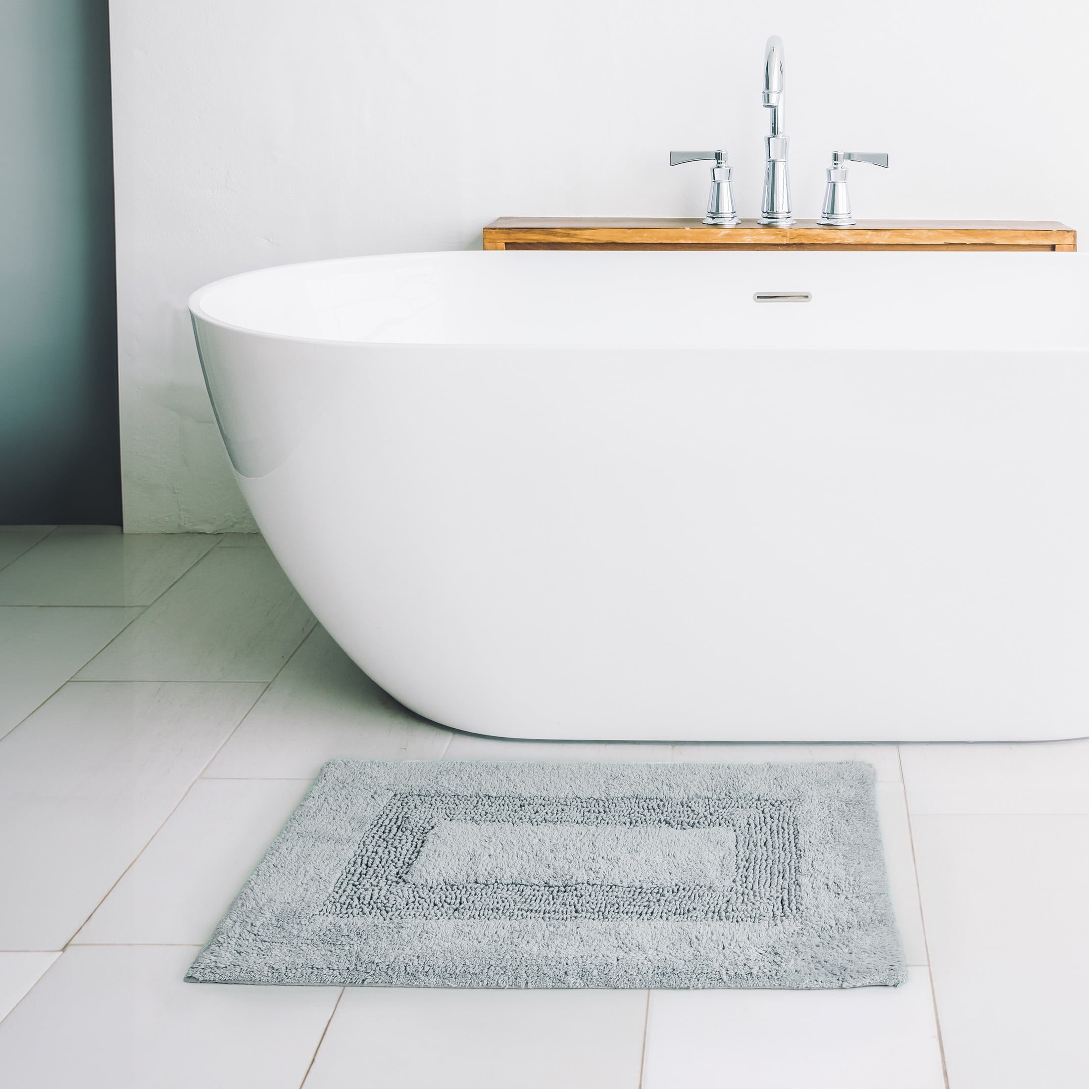 Tapis de bain Mainstays Racetrack 100% Coton Gris Fonce, 17" x 24" Tapis de bain antidéparant