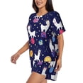 thumbnail image 2 of Rocae Lama in Space for Two Piece Sleepwear Pajamas Sets for Women Soft Short-Sleeved Pjs with Lounge Shorts 3X-Large, 2 of 9