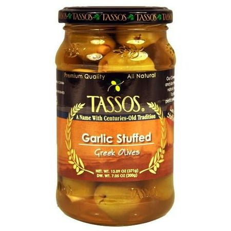 - Greek Olives Stuffed with Garlic (Tassos) 13.09 oz