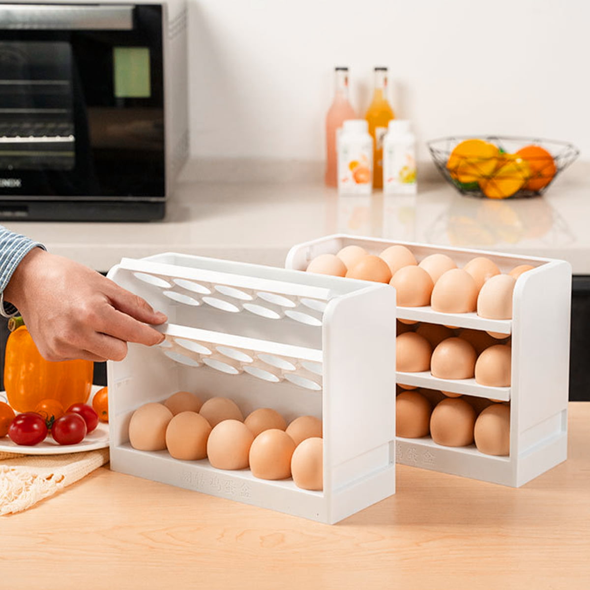 24 Egg Layer Refrigerator Container Kitchen Storage Home Box Plastic White 