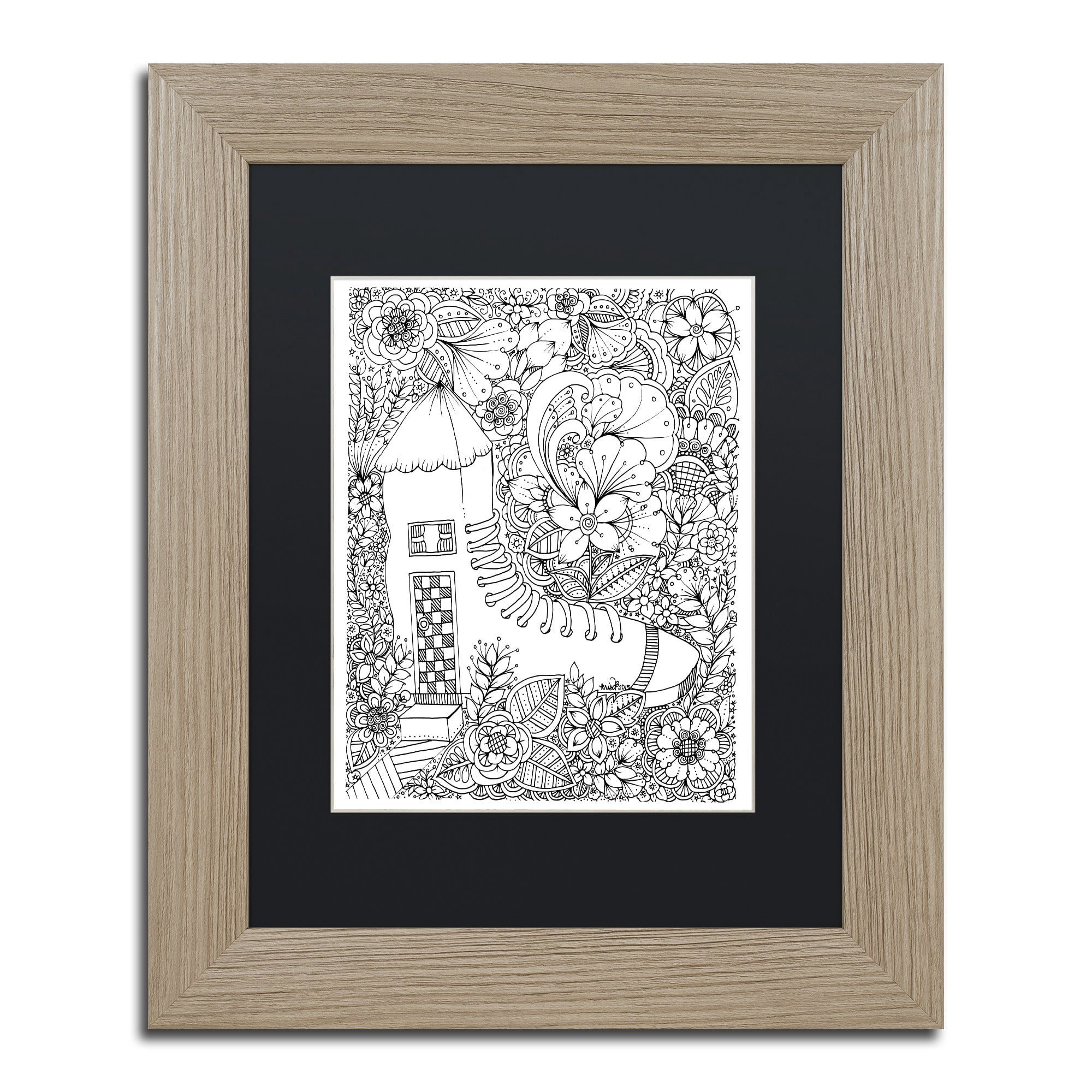 Trademark Fine Art "Shoe House" Canvas Art by KCDoodleArt Black Matte, Birch Frame