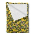 thumbnail image 2 of Floral Soft Flannel Fleece Blanket, Vintage Inspired Illustration of Meadow Flowers and Herbs Pattern, Cozy Plush for Indoor and Outdoor Use, 50" x 70", Earth Yellow Pink and Green, by Ambesonne, 2 of 5
