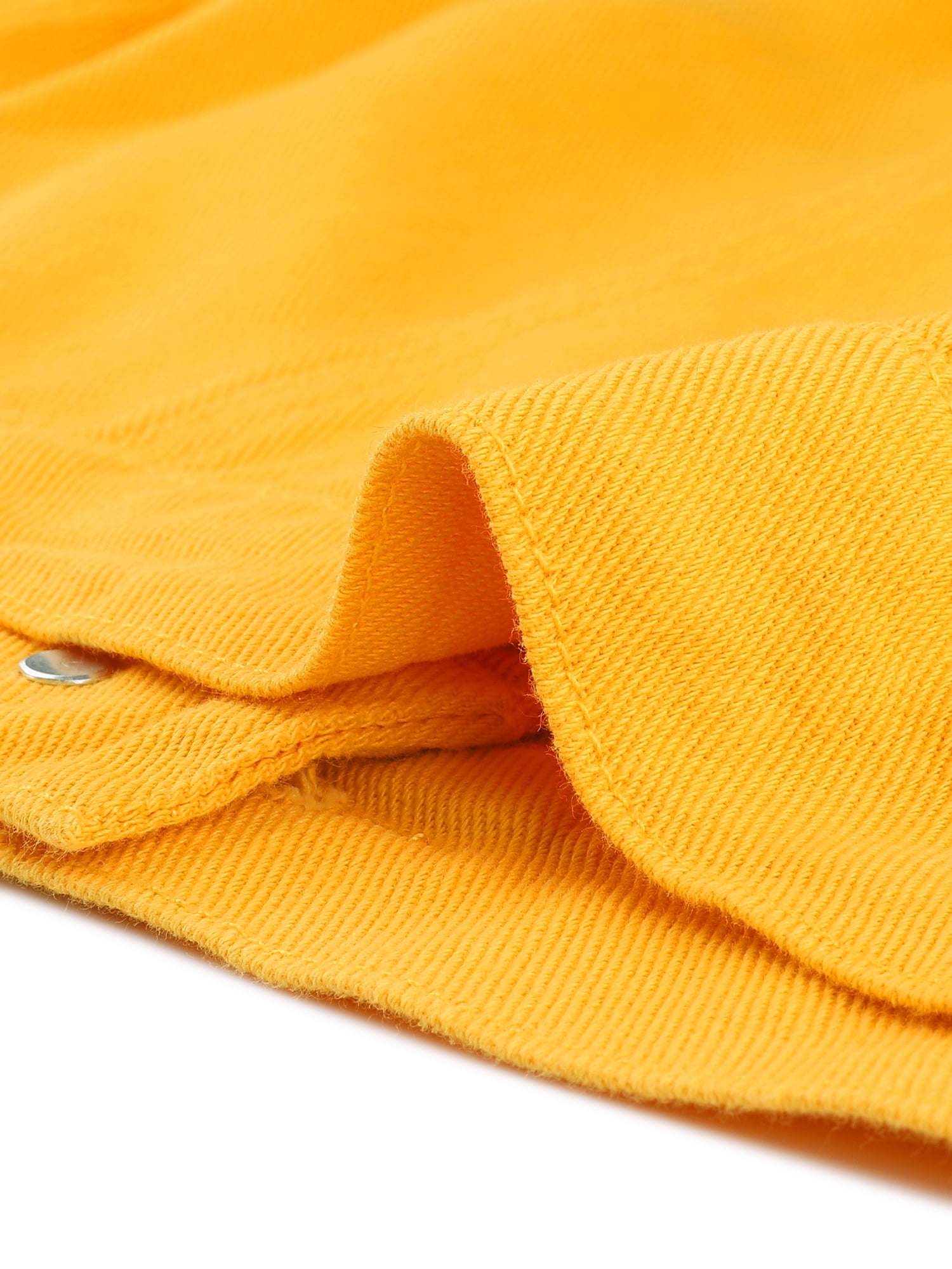 DARING DIVA Women's Button Down Long Sleeve Cropped Denim Jacket S Yellow