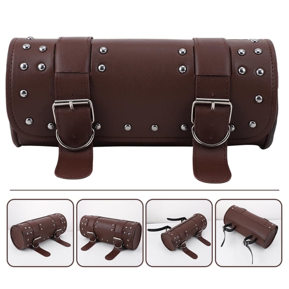FUTUREORYY Universal Motorcycle Side Bag Brown Water Resistant Motorbike Storage Case 1 Piece Riding Gear