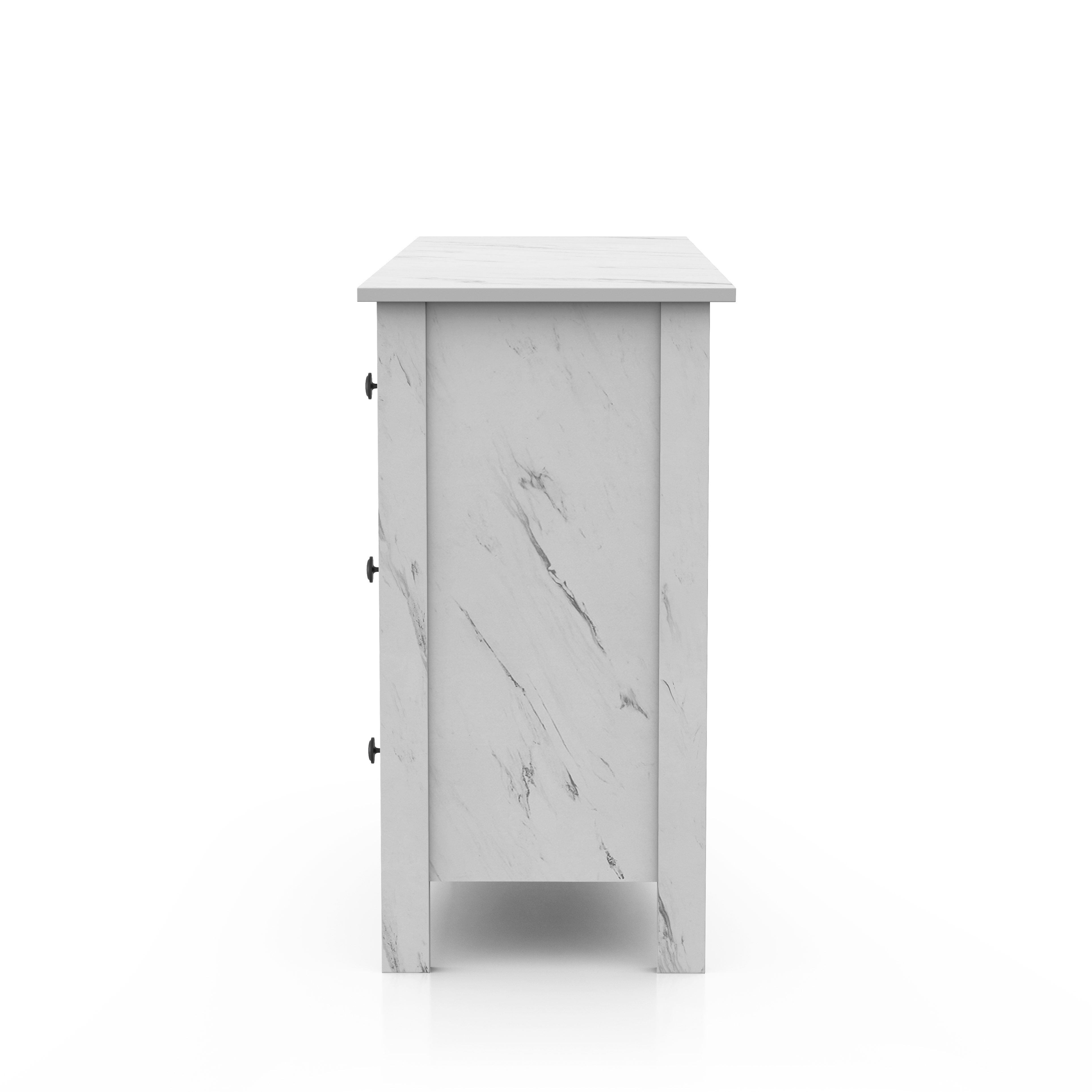 Dora Indoor 6-Drawer Wood White Marble Dresser for Bedroom