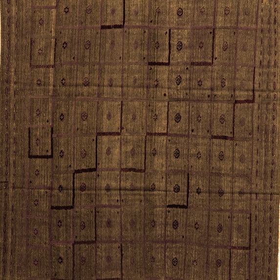Ahgly Company Indoor Square Abstract Orange Modern Area Rugs, 6' Square