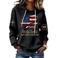 thumbnail image 4 of Women's We The People 250 Years of Freedom Hoodie,American Flag Cross Waffle Patriotic Hooded Sweatshirt with Pocket, 4 of 5
