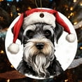 thumbnail image 4 of Schnauzer Dog Wear Santa Hat Christmas Ceramic Ornament Cute Unique Puppy Two Sides Printed Christmas Ornaments Keepsake Funny Christmas Hanging Tree Decor Ornament for Family Friend, 4 of 8
