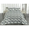 thumbnail image 2 of Ambesonne Marble Print Quilted Bedspread Set 3 Pcs, Stone Print Geometric, Twin, White Dark Blue and Eggshell, 2 of 4