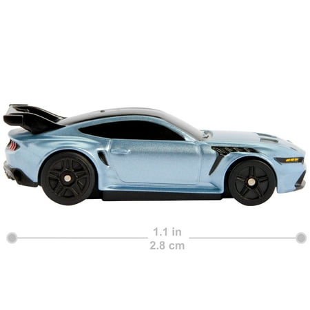 Grey Hot Wheels RC 1:64 Scale Ford Mustang GTD, Battery-Powered Remote-Control Toy Car