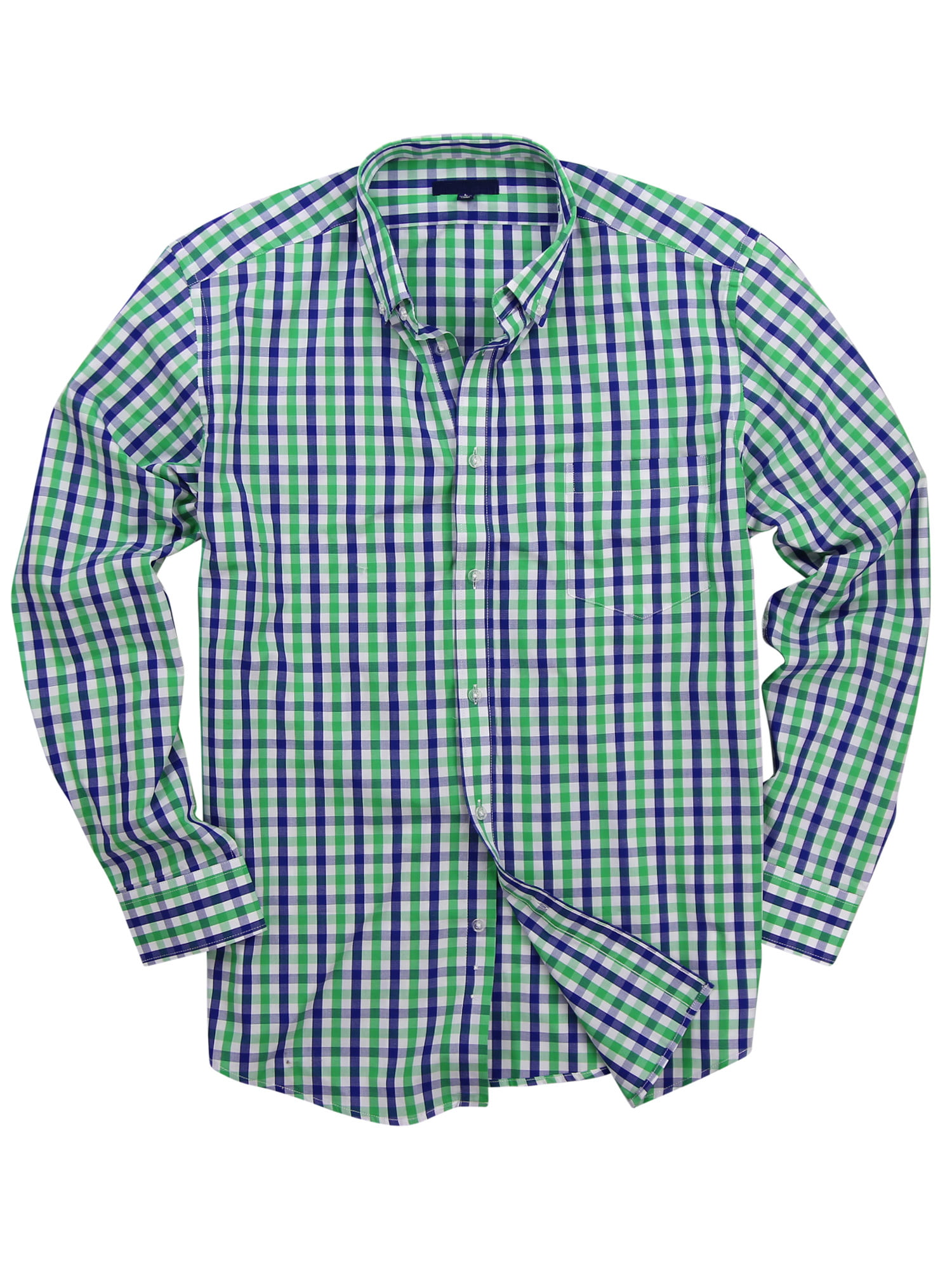 Homyl Mens 100% Cotton Standard Fit Long Sleeve Button-Down Lightweight Plaid Shirt 