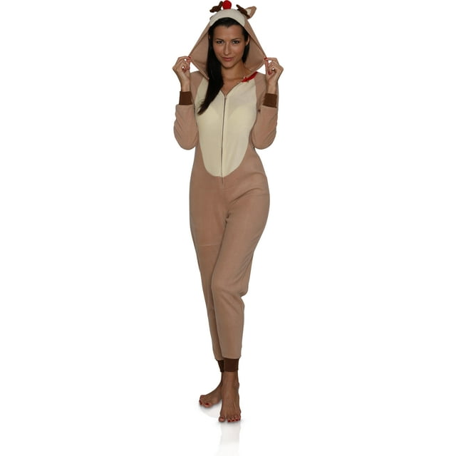 Elf and Reindeer Combinaison une-Pièce de Vacances pour Hommes et Femmes Pyjama