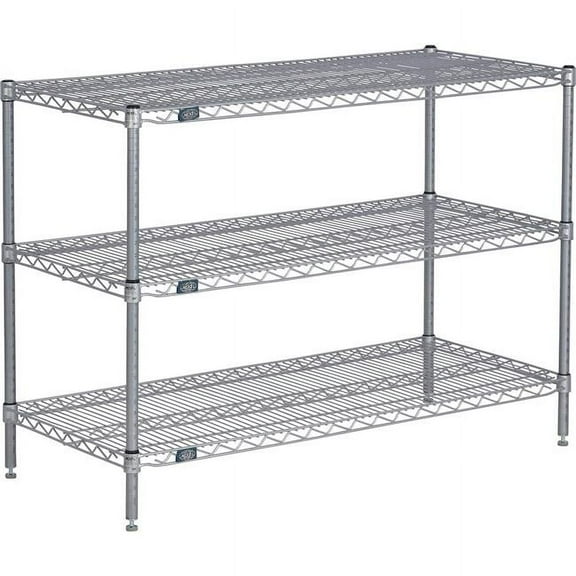 Global Industrial 14603EP3 Nexel 3 Shelf Nexelate Silver Epoxy Wire Shelving Unit Starter, Silver - 60 x 14 x 34 in.