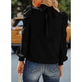 thumbnail image 5 of Women's Long Sleeve High Neck Puff Long Sleeve Casual Loose Shirts Tops and Blouses  Hem Mock Neck Puff Sleeve Blouse Top, 5 of 7