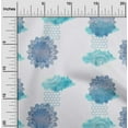 thumbnail image 1 of oneOone Silk Tabby Grayish Blue Fabric Triangle & Mandala Watercolor Craft Projects Decor Fabric Printed By The Yard 42 Inch Wide, 1 of 4