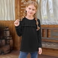 thumbnail image 5 of Zhuashum 4-5 Years Tops For Toddler Girls Solid Color Shirts Spring Crewneck Long Sleeve Tee Daily Leisure Girl Clothes Black, 5 of 5