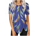 thumbnail image 1 of Blusas de Manga Corta para las Mujeres Botón Impreso Cuello Redondo Top Casual, Blusas para las Mujeres Casual, 1 of 5