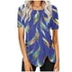 thumbnail image 1 of Blusas de Manga Corta para las Mujeres Botón Impreso Cuello Redondo Top Casual, Blusas para las Mujeres Casual, 1 of 5