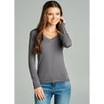 thumbnail image 4 of Emmalise Women's Junior and Plus Size Vneck Tshirt Long Sleeves Shirt Tee, 2xl, Charcoal, 4 of 4
