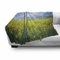 thumbnail image 3 of Yellow Flower Soft Flannel Fleece Blanket, Pathway Through Meadow of Canola Flowers with Clear Blue Sky Farmland Field, Cozy Plush for Indoor and Outdoor Use, 60" x 80", Yellow Blue, by Ambesonne, 3 of 6