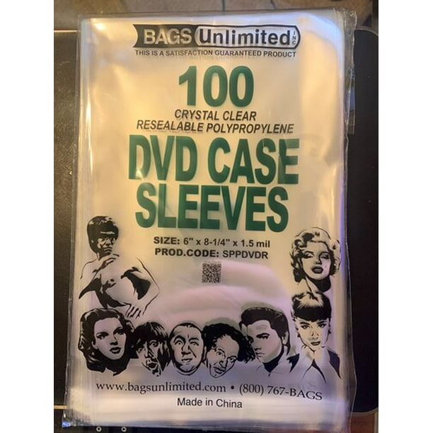 Bags Unlimited SPPDVDR DVD Case Sleeves Resealable Flap 6 X 8.25 100 Count (Crystal Clear