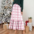 thumbnail image 2 of LWavelet Plaid Tiered Maxi Skirt Women Stylish Fall Casual Flowy Versatile Bottoms Pink S, 2 of 6