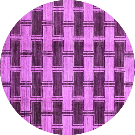Ahgly Company Indoor Round Abstract Purple Modern Area Rugs, 6' Round