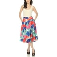 thumbnail image 2 of White Mark Women's Leaf Print Vintage Flared Midi Skirt, 2 of 6