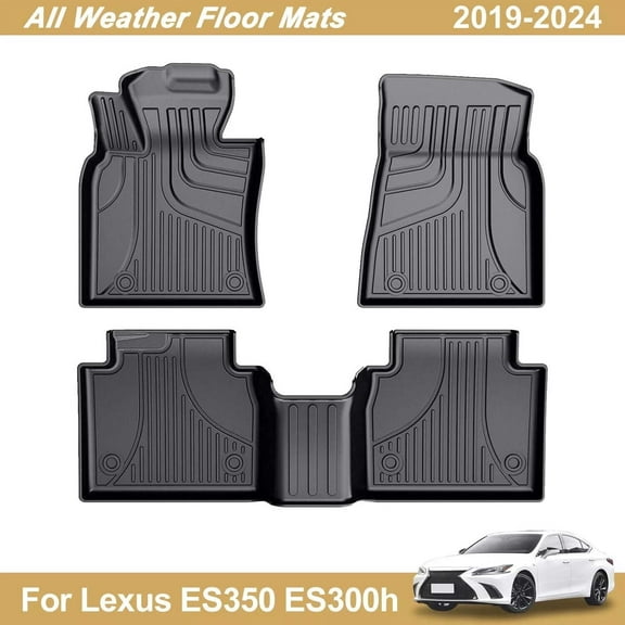 AOMSAZTO Floor Mats for Lexus ES350 ES300h 2019-2024 - All Weather Protection Automotive Floor Mats - 1st & 2nd Row Full Set Rubber Floor Liners Car Accessories, Black