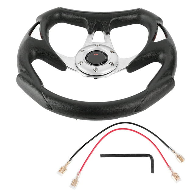 Volante universal de aluminio de 13 pulgadas y 320 mm para coche, de piel sintética, para carreras deportivas, color plateado