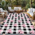 thumbnail image 2 of Valentine's Day Outdoor Rug for Patio/Deck/Porch, Non-Slip Large Area Rug 6 x 9 Ft, Pink Bows Shining Stars Farmhouse Plaid Indoor Outdoor Rugs Washable Area Rugs, Camping Rug Carpet Runner, 2 of 8