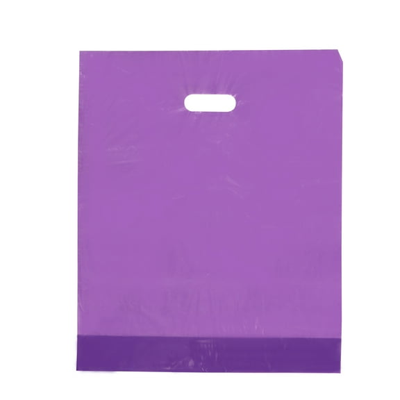 SSWBasics Plastic Merchandise Bags with Handles - Lightweight Purple Plastic Retail Bags - 15" W  x 18" H - Pack of 500 - Sleek and Stylish Merchandise Bags for Boutique  Thrift  Gifts  Jewelry