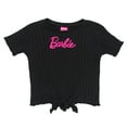 thumbnail image 4 of Barbie Cropped Ribbed T-Shirt and Flare Pants Outfit Set Toddler to Big Kid, 4 of 5