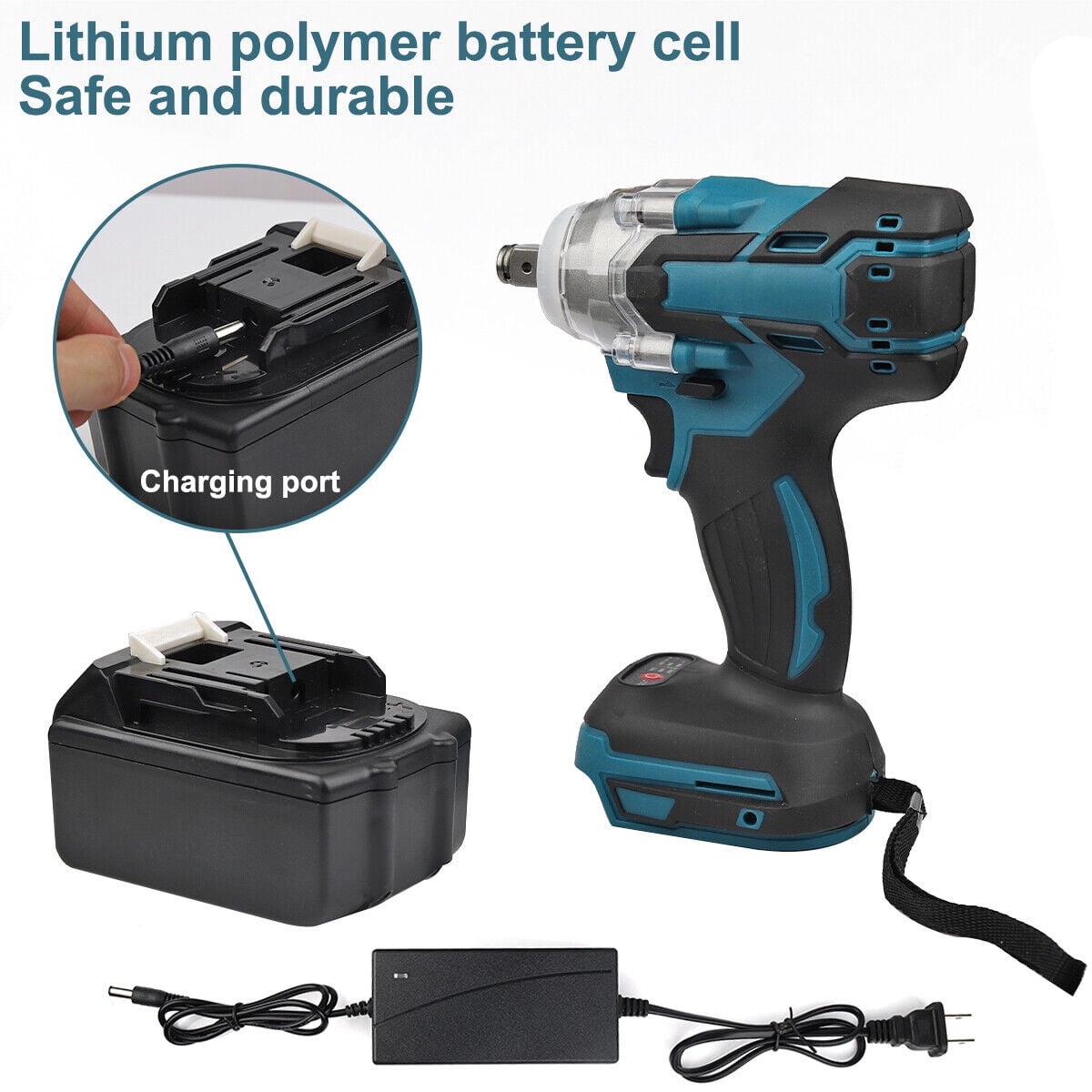 Cordless Electric Impact Wrench 1/2" High Power Driver with Lithium Ion Battery,Electric Screw Wrenches