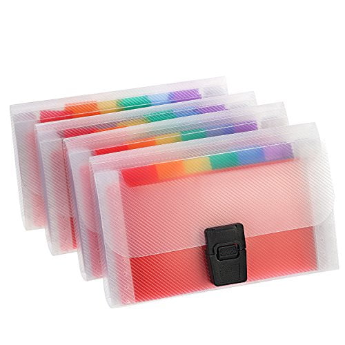 Mtlee 4 Pack Mini Document File A6 7.1 x 4.45 x 1.1 Inch Rainbow