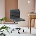 thumbnail image 3 of Furmax Leather Swivel Office Chair - Mid Back Vanity Chair for Makeup Desk, Armless Ribbed Task Chair with Ergonomic Support (Gray), 3 of 7