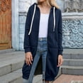 thumbnail image 6 of bbyeadc Long Hoodies for Women Oversized Zip Up Hoodie Women Casual Lightweight Long Jackets Fashion Fleece Hoodie Sweatshirt Jacket with Pockets, Navy L, 6 of 7